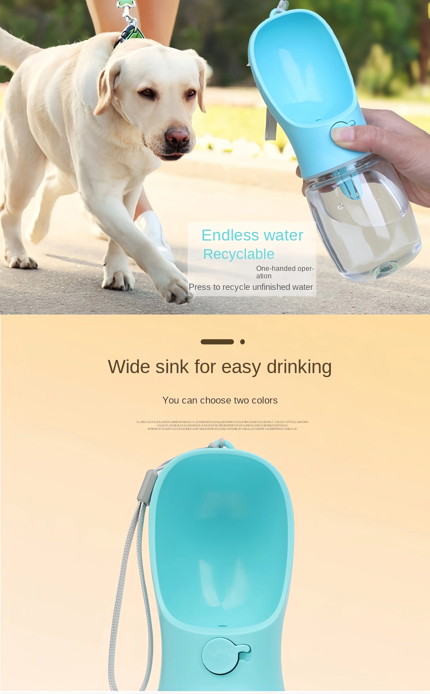 2 in 1 Portable Pet Water Bottle With Food Container (2 Pcs)