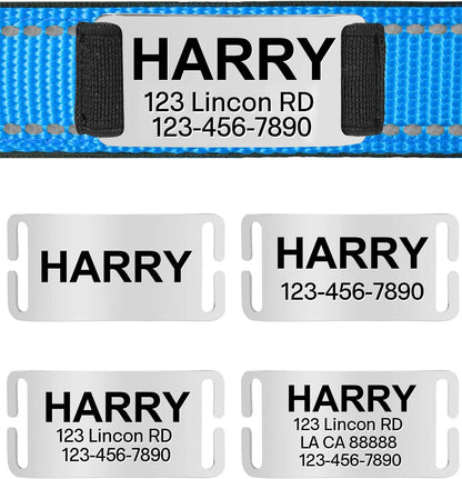 Adjustable Reflective Dog Collar Nylon Custom Engraved Name ID Tag Personalized Luminous Puppy Gleamy Large Unisex Dog Collar