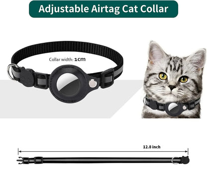 Cat AirTag Holder Collar Breakaway Reflective Strips Adjustable Kitten Collar Waterproof Cat Bell Collar Pet Air Tag Case collar